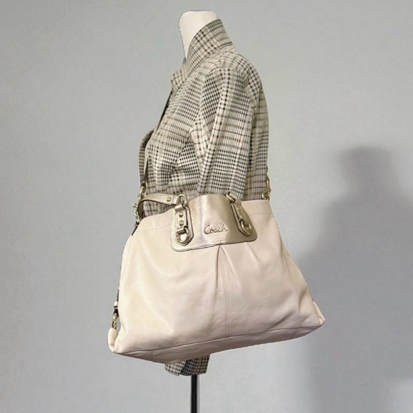 Coach Ashley Cream and Metallic Gold Leather Shoulder Bag - Picture 3 of 14